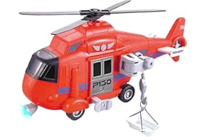Brigamo 【】 Elicottero giocattolo aereo con suono, elica girevole, verricello funzionante e fanale di ricerca