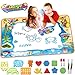 Produktbild Eyscoco Aqua Doodle Matte,100*70cm Wasser Aqua Doodle Malmatte mit 4 Magic Stifte und 12 Zeichnungsvorlagen Geschenk Spielzeug für Kinder Baby Mädchen Jungen (100*70)