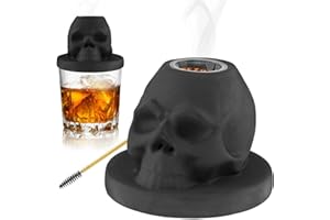 DANDELIONSKY Kit per affumicatore per cocktail, in ceramica, a forma di teschio, per whisky, vino, bevande, bourbon, vecchio stile, regalo unico per uomo/padre/marito/amici