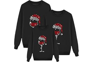 Nuoke Weihnachtspullover Familie Set 2025 Herren/Damen/Kinder Ugly Christmas Sweater Lustig Weihnachtspulli Rundhals mit Reindeer Unisex Weihnachts Pullover Pärchen Weihnachtsoutfit