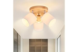 Lichtmaler Lampa Sufitowa Salon Drewno E14-3 Reflektor Orientable Led Wewnętrzna Retro Lampa Ścienna Rustykalna Ściana do Sypialni Kuchni Jadalni Przedpokoju, Żarówka NIE W zestawie