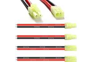 YIXISI 2 Pares Adaptador de Cable Compatibles con Mini-Tamiya, Compatibles con Mini-Tamiya Hembra y Macho Conector con Cable de Silicona 10cm 14AWG, para Vehículos RC y Baterías Lipo