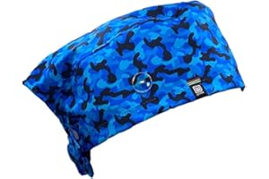 Weark Bonnet de santé pour homme et femme, infirmière dentaire médicale, pédiatre à poils longs avec boutons et sweat-shirt avant (Camouflage bleu)