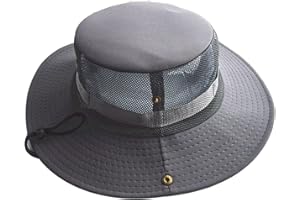 Erichman Breathable Wide Brim Boonie Hat Outdoor UPF 50+ Sunscreen Mesh Safari Hat, Suitable for Travel Fishing