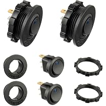 Interrupteur à Bascule étanche 12V 16A - LED Bleue - 3 Broches - Pour Bateau, Voiture, Camping-car, VTT