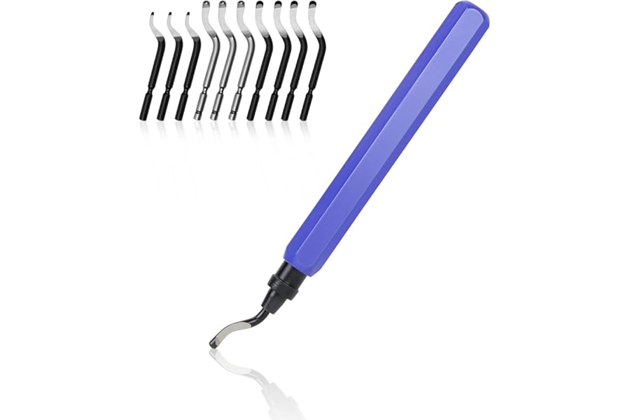 flintronic Tooling Deburring Tool Kit, 1PCS Deburrer Aluminum Alloy Handle+5 x BS1010 +3 x BK3010+3 x BS1018 Blades 360°Rotary Blades for 3D Prints Pipe, Plastic, Aluminum, Copper, PVC and Steel