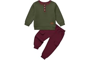 Naiyafly Toddler Boys Clothes Outfits Colour Block Tracksuit Set Long Sleeve Jumper and Pants Autumn Winter Clothing 18-24 Months 2-3T 3-4T 4-5T 5-6 Years