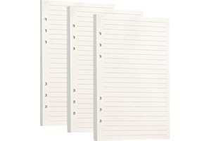 Skycase Papel de recambio A5 [135 hojas, 270 páginas] Papel grueso en blanco de 100 g/m² con 6 agujeros perforados para 6 anillas, diario y cuaderno