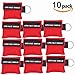 Produktbild LSIKA-Z 10 Stücke CPR Mask RESPI-Key Beatmungsmaske Schlüsselanhänger Beatmungshilfe Notfalltuch Taschenmaske Erste Hilfe (RED)