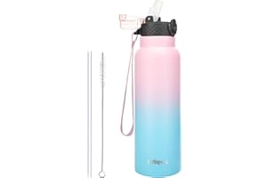 GOPPUS 750 ml izolowane butelki na wodę ze słomką 0,75 l metalowe butelki stalowa butelka termiczna ze stali nierdzewnej butelka na siłownię podwójne ścianki butelka na napoje szczelna termofor nie