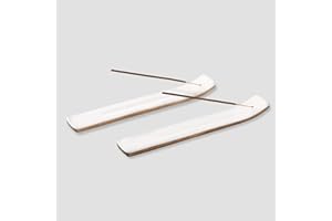 Folkulture Set of 2 Incense Stick Holder or Incense Burner Holder, Wooden Incense Holder for Incence Sticks or Ash Catcher for Insense Sticks and Joss Sticks, Mango Wood, 25 cms long, White