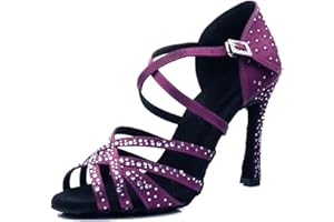 LITNERMIA Sandali da donna per festa di nozze, aperti sul davanti, con cinturino incrociato, strass, tango, ballo latino, scarpe da ballo