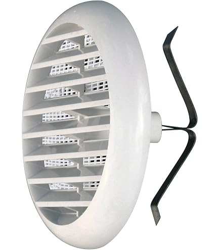 Vecamco Covent Gitter Rund – Weiß, Mit Moskitonetz, ABS, Durchmesser 8/12,5 Cm, Für Lüftung & Schutz