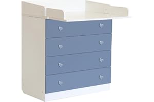 Polini Kids Baby Wickelkommode Simple weiß-blau, 1288.17