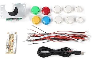 Lazmin Arcade DIY Kit, 1 Spieler Joystick, 10x Arcade Game Buttons, 1x Control Board, 1 x Flachkabel Pack, 1 x USB Kabel, für Rapsberry PI PC