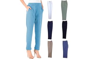 Inspire Me Ladies Womens Half Elasticated Waist Work Trousers Machine Washable Casual Stretch Trousers with Pockets Pants