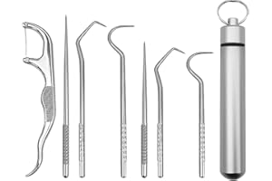 CERIOLL Cure Dent, 7 Pièces Cure Dent Metal, Cure-dents En Titane, Cure-dents En Acier Inoxydable, Portable Toothpick, Porte-cure-dents De Poche En Titane, Titane Cure-dents Porte-clés De Poche