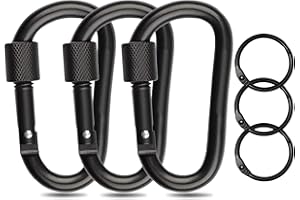 ‎LERICTTOR Verriegelung Karabiner Clips, 3PCS D-Ring Karabiner Clip mit Schraubverschluss, Aluminiumlegierung Karabiner mit Schlüsselring Clip für Camping Hängematten Wandern Rucksack Hundeleine