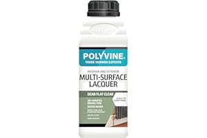 Polyvine Multi-Surface Lacquer Gloss, Satin or Dead Flat - Professional Quick Dry Clear Lacquer - Exterior, Interior Water Based Clear Sealer Protective Coating - Water&Heat Resistant, Dead Flat 500ml