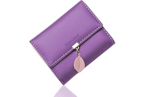 Roulens Portafoglio in pelle PU borsa con RFID da donna con ciondolo foglia con cerniera