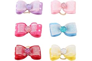 Pssopp 30 Stück Hund Haarbögen Hundeschmuck Shinning Bogen Muster Elastisches Haar Seil Haarband für Welpen Katzen und Haustiere