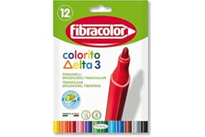 Fibracolor Colorito Delta 3 confezione 12 pennarelli triangolari punta fine 3 mm superlavabili