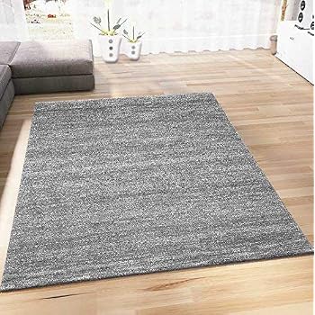 Trendiger Kurzflor Teppich Design Stern Meliert In Schwarz Grau
