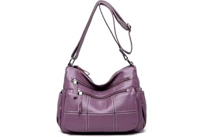 Sacmill Soft Ladies Leather Crossbody Bags Girls Lightweight Shoulder Handbags for Women Multi-Pocket with Adjustable Shoulder Strap