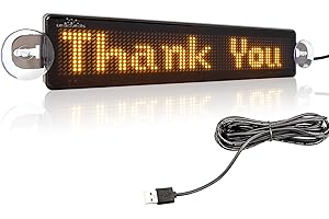 Leadleds LED Car Sign Message Board Bluetooth Connected Smartphone Programmable for Car Windows, Taxi, Store Front (Yellow)