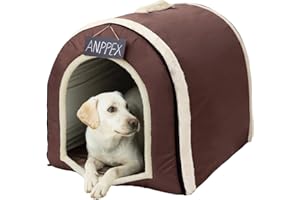 ANPPEX Caseta Perro Interior, Casa Perro Interior, Cama Cueva para Perro 2 en 1, Iglú para Perros, Talla 2XL para Perro Grande, Marrón