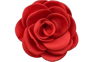 IMINI Dainty Satin Rose Flower Brooch for Weddings & Events – 10cm Handmade Fabric Floral Pin with Clip, Dual-Purpose Lapel Accessory Jewellery for Women & Men (Gift Box)