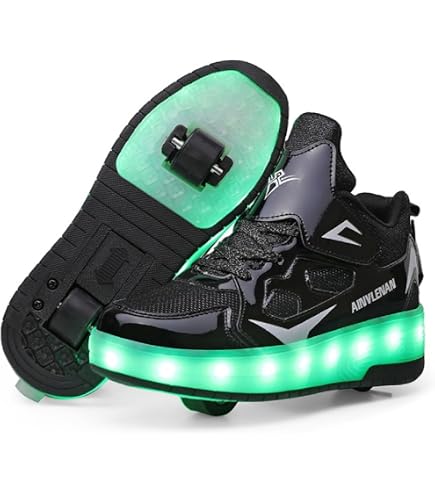 ANEFUN Scarpe Con Ruote Per Bambini – 4 Ruote Stabili, Trasformabili In Scarpe Sportive, In Tela Traspirante E Suola Antiscivolo, Perfette Per Principianti