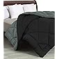 Cloth Fusion Pacifier Microfibre Reversible AC Comforter ,Double (Black & Light Grey,200 GSM)
