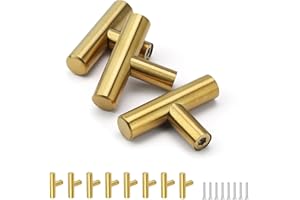 HJIAMA 8 Pezzi Maniglie Armadio, Acciaio Inox Maniglie per Mobili Moderni, Colore Oro con Viti Montaggio, Maniglie Cassetti, per Cassetti, Armadi, Guardaroba