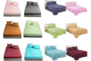 Voice7 4pc Flannelette Sheets Set (Fitted Sheet, Flat Sheet, Pillowcases Pair) Flannel 100% Brushed Cotton Bedding Set (Cream, King Bed)