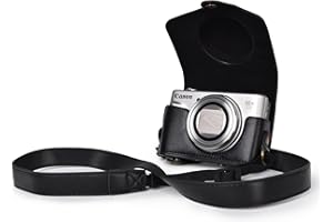 kinokoo torba na aparat Canon PowerShot SX720 materiał ze skóry PU i bezpłatny pasek na ramię w zestawie, Czarny, Klasyczny