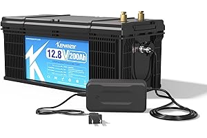 KEPWORTH LiFePO4 Batterie au Lithium à décharge Profonde 12V200Ah intégrée BMS Protection Parfaite pour Camping-Car, Chariot de Golf, Alimentation Solaire, Camping, Bateau, Alimentation d'urgence
