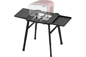 NOMIOU Grillständer für Ninja Woodfire Außenofen Serie und Grillständer, Beweglicher Ständer zum Ninja Woodfire mit Beistelltisch,Pizzaofenständer Grillzubehör
