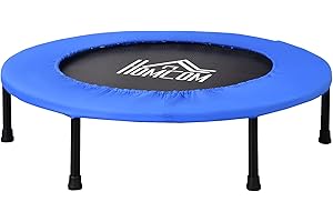 HOMCOM Trampolino Elastico per Allenamento con 30 Molle, Tappeto Fitness in Acciaio, Plastica e PP, Ø91x22.5 cm, Nero e Blu