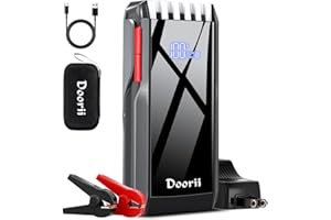 ‎DOORII DOORII Starthilfe Powerbank, 4000A Spitzstrom Tragbare Auto Starthilfe 12V für 9.0L Benzin und 5.0L Dieselmotor, Starter Powerbank mit LED Taschenlampe/USB, Batterie Jump Starter mit Starthilfekabel