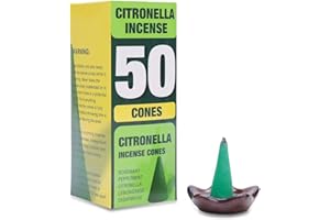 HERBTALE Citronella Incense Cones 50 Pcs - Natural Incense Cones for Camping, Patio, Hiking,Outdoor, etc
