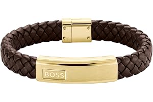 BOSS Jewelry herr LANDER kollektion flätat läderarmband – finns i svart, blå eller