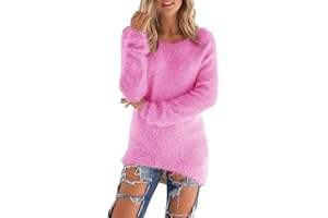 Zeiayuas Womens Fleece Tops Long Sleeve Sherpa Pile Pullover Fuzzy Fleece Sweatshirt Ladies Winter Warm Jumper Teddy Fluffy Tunic Top Loose Solid Color Crewneck Sweater UK
