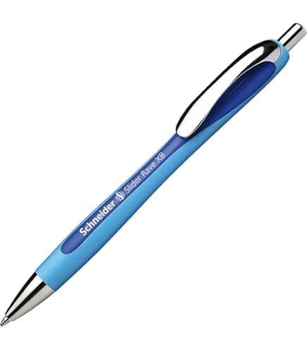 Schneider Slider Rave XB 132684 - Penna a sfera (edizione speciale limitata, 1 x verde organico, grigio argento, plum, nero, Made in Germany) 4 pezzi, colore: Blu