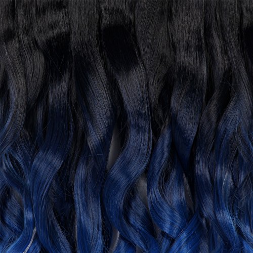 Neverland Ombre Haar Extensions Clip in haar extensions haarverlängerung clips 7pcs Naturschwarz zu Blau - 5