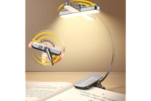 Obrotowa lampka do czytania książek w łóżku Glocusent, 22 diody LED o dwurzędowej konstrukcji z wyłącznikiem czasowym, bezstopniowym ściemnianiem i regulacją kolorów, ładowalna lampka do książek 1000 mAh (Szarość)