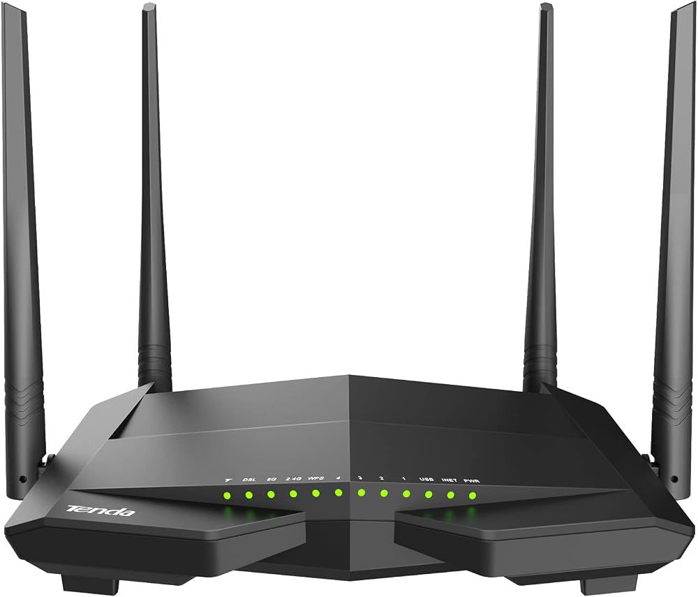Tenda V12 Modem yönlendirici (AC1200 300 Mbit/s 2,4 GHz'de + 5 GHz'de 867 Mbit/sn, 3 x Gigabit LAN bağlantı noktası +1 x Gigabit WAN) Beamforming, VPN/IPTV/IPv6/ WPS|100-240V |50/60Hz ≤ 18 W güç
