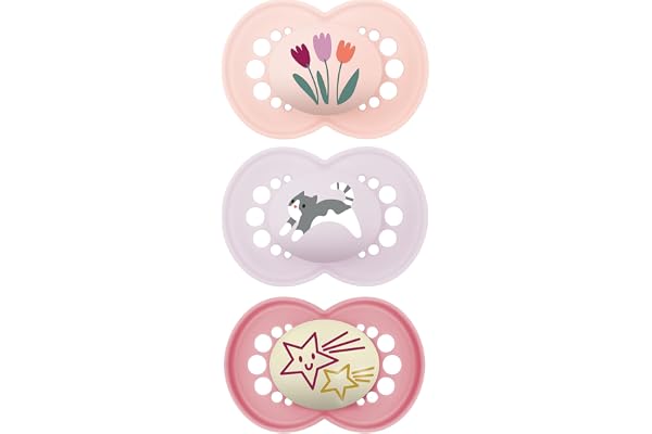MAM | Sucette Original Rose 18+ mois (3 pièces) coloris aléatoire – Tétine symétrique en silicone ultra-doux – Tétine bébé anatomique pour un développement bucco-dentaire optimal