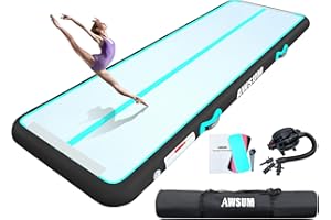 AWSUM Tappetino da Ginnastica Gonfiabile, 2/3/4/5/6m Air Tumbling Track Ginnastica Artistica 10/20 cm, Air Materassino da Fitness Yoga Taekwondo per Casa, Campeggio