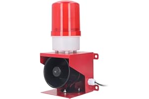 Fockety Industrieller Sirenenalarm, 115 DB Ton und Licht, Laute Alarmsirene mit Blitzlicht, wasserdichte Innen- und Außensirene, Sicherheitsalarmhupe, Industrielles LED-Warnlicht